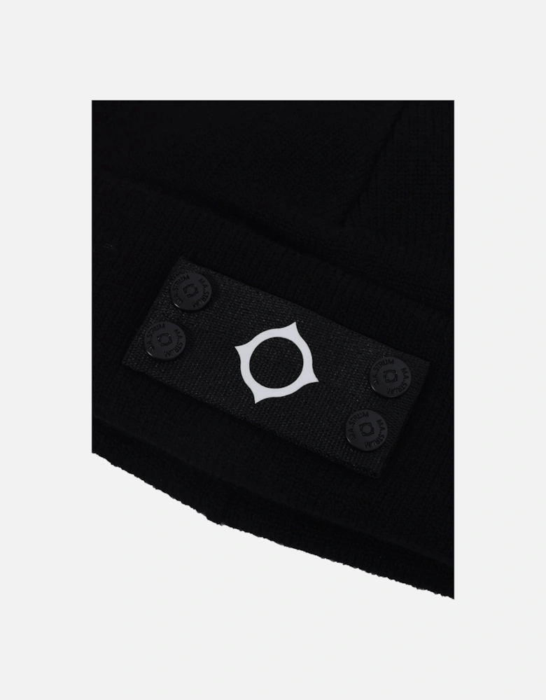 Knitted Badge Beanie Jet Black