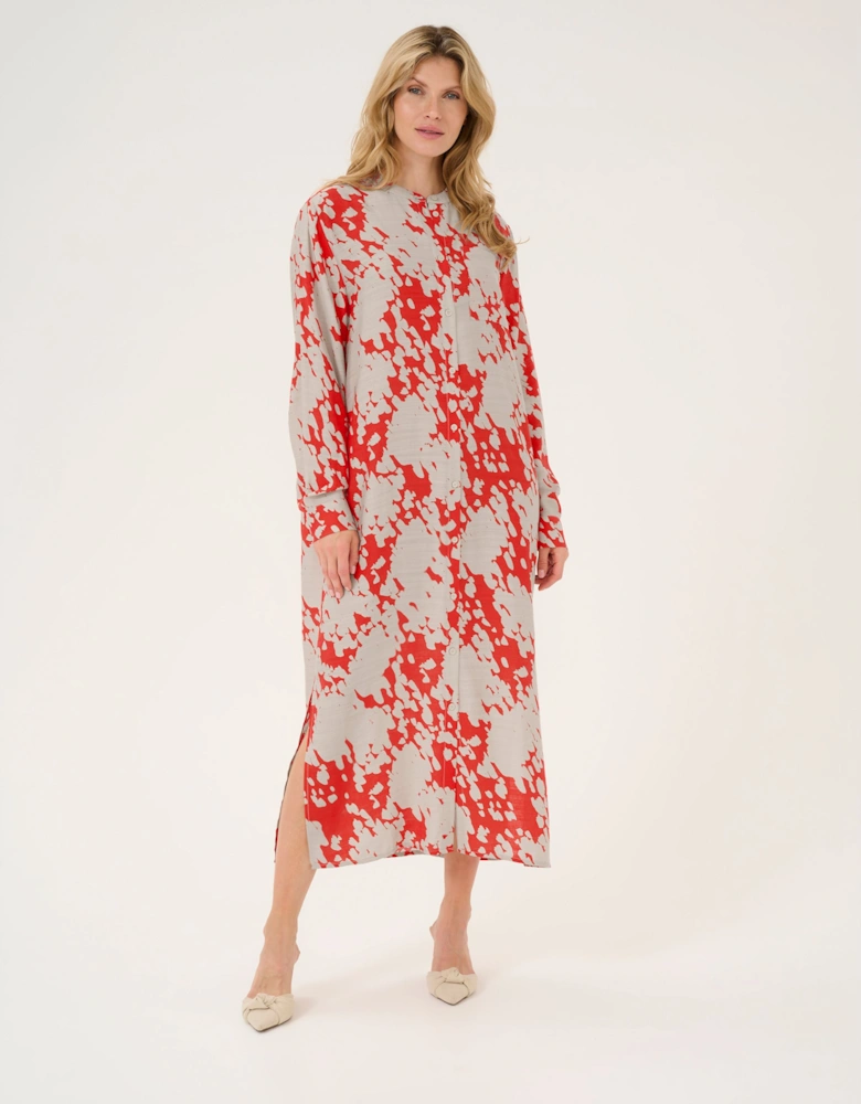 KAlouise Round Neck Maxi Shirt Dress Printed