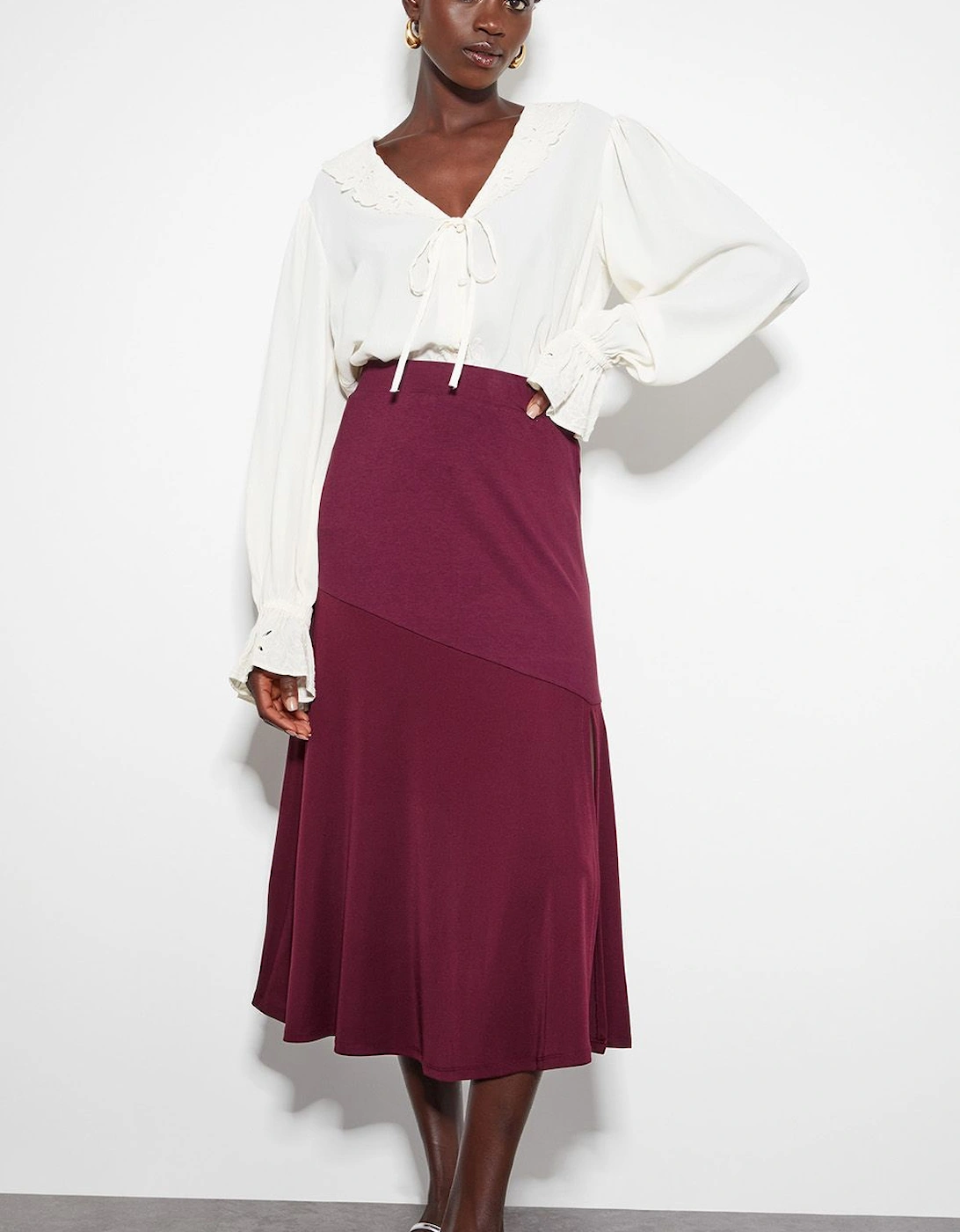 Fifi Jersey Panel Midi Skirt, 2 of 1