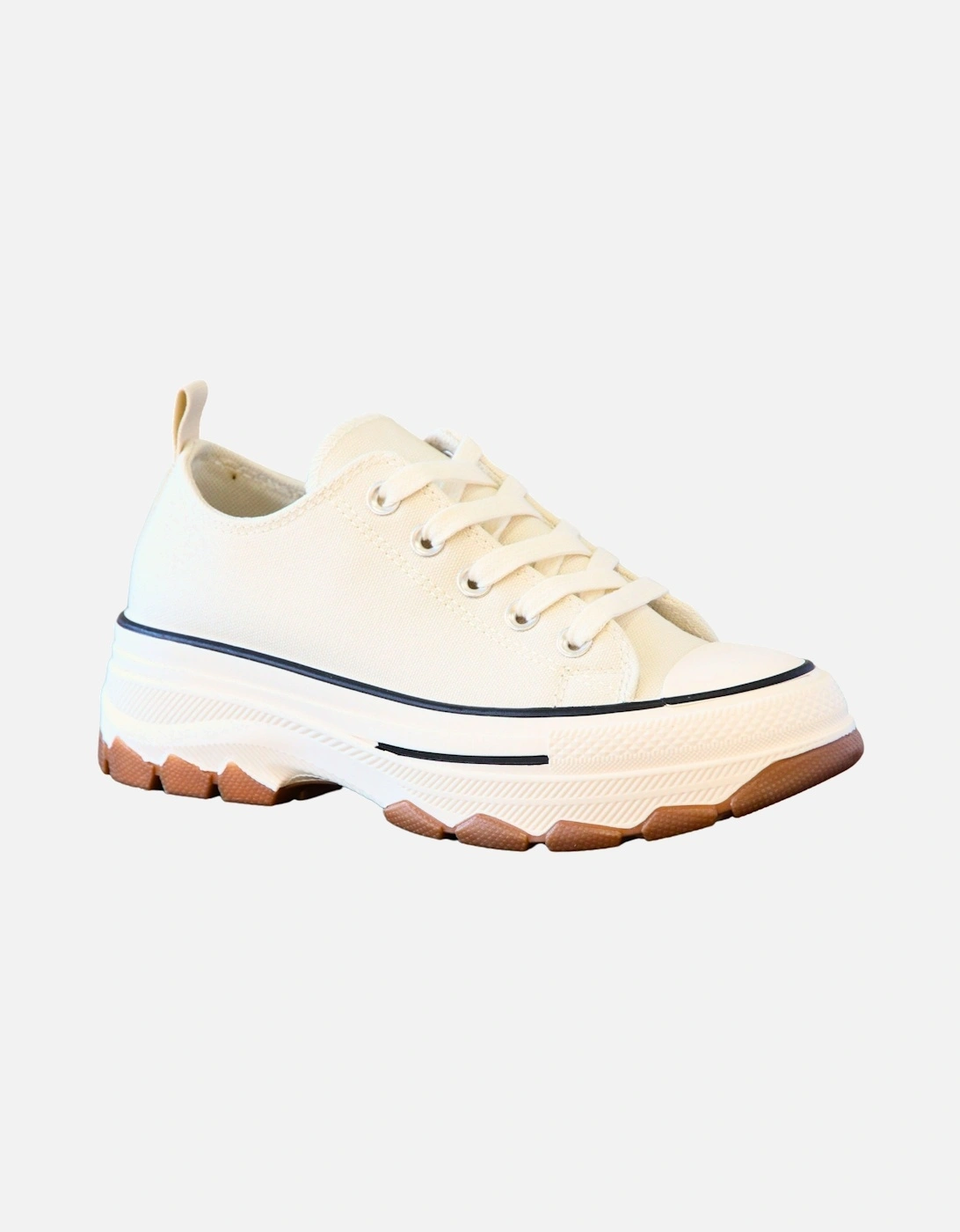 Low Top Canvas Casual Comfy Daily Wear Chunky Flatform Wedge Trainers, 2 of 1