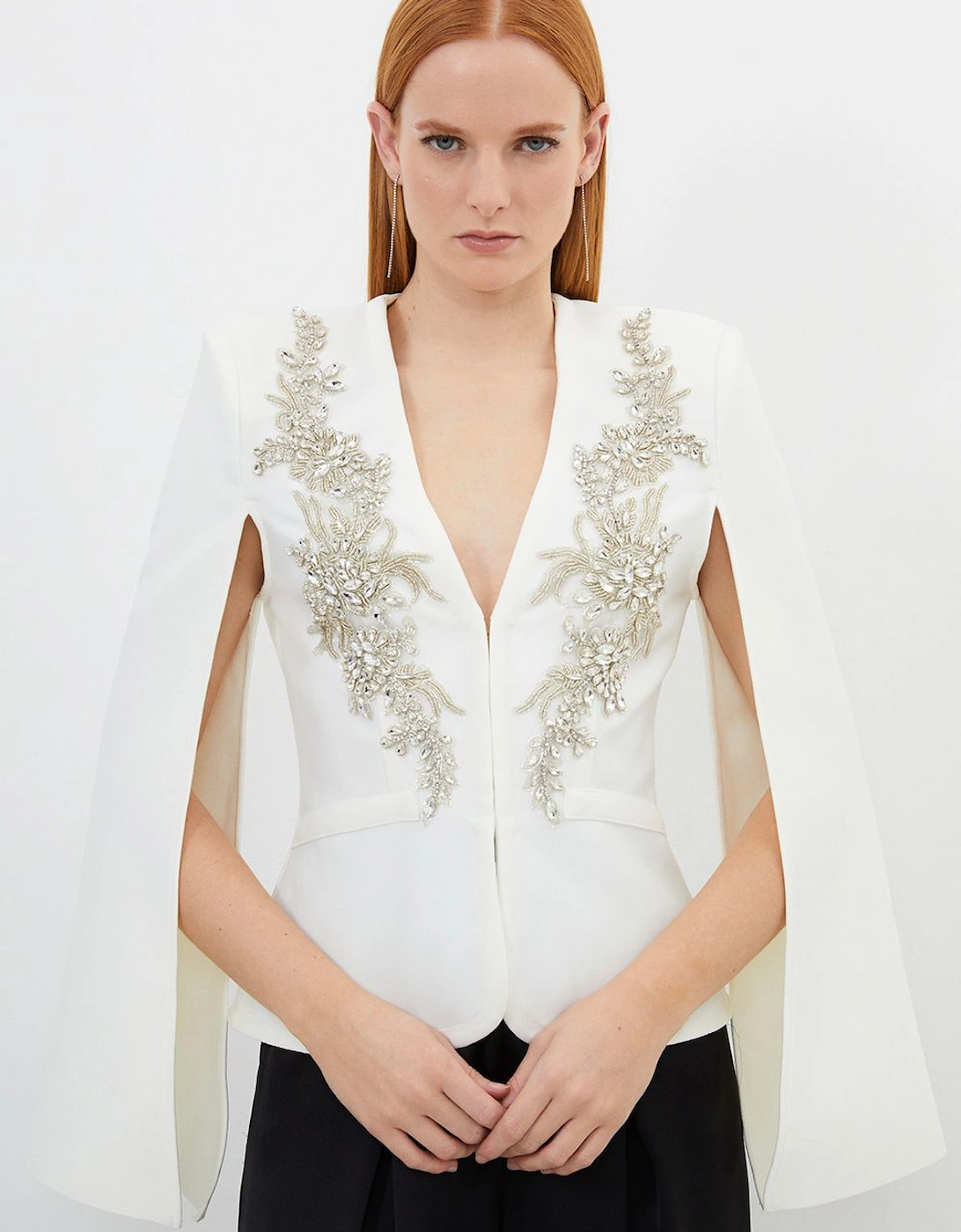 Bandage Form Fitting Cape Sleeve Embellished Jacket, 2 of 1