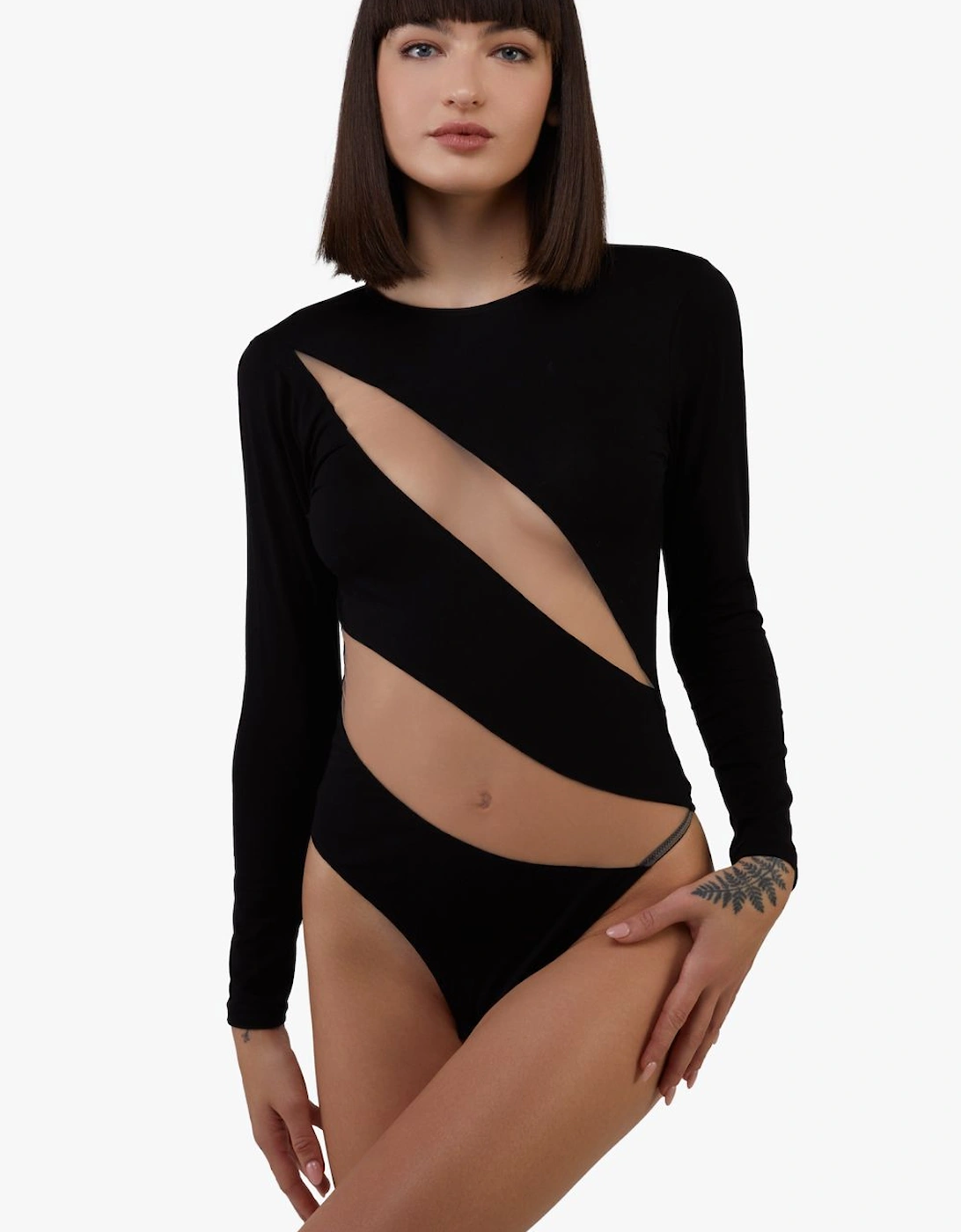 Jasi Sheer Panelled Thong Body, 2 of 1