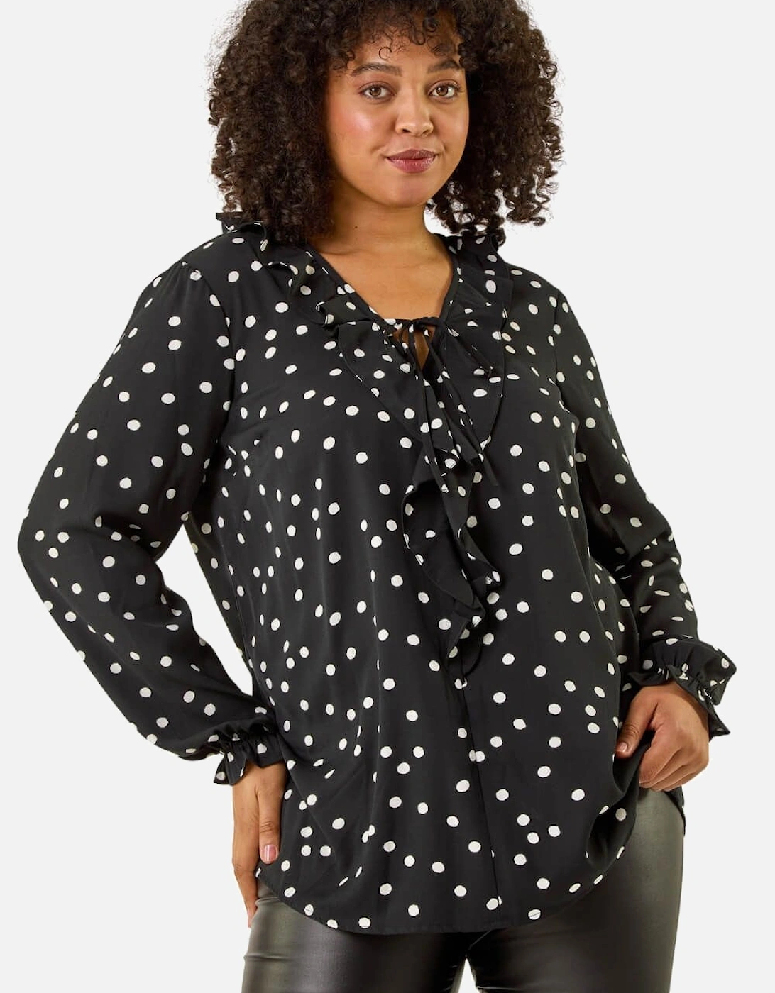 Curve Polka Dot Ruffle Top, 2 of 1