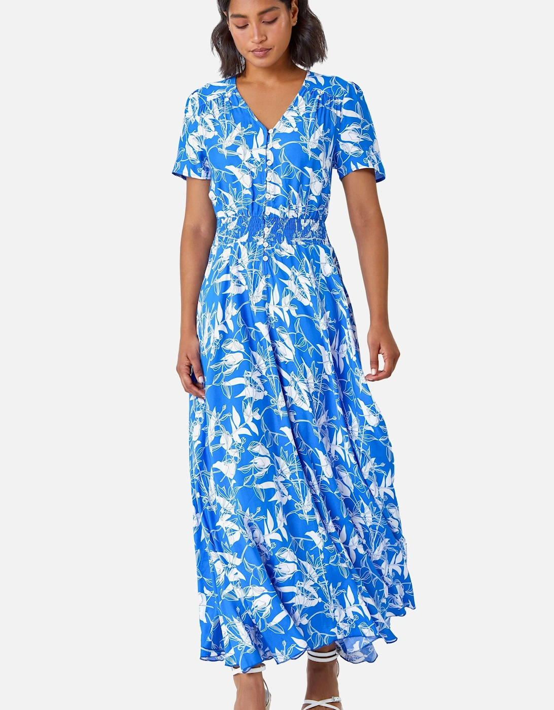 Floral Print Button Detail Maxi Dress, 2 of 1