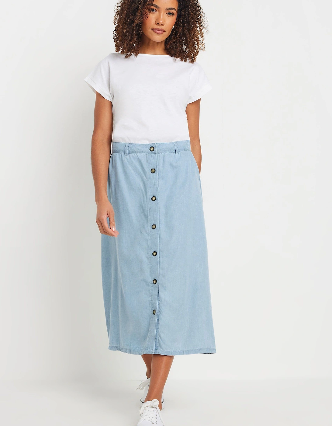 Woven Button Through Midi Skirt, 2 of 1