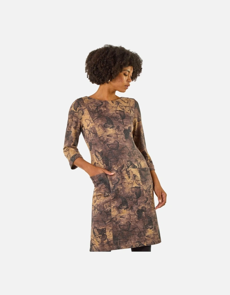 Butterfly Pocket Stretch Shift Dress