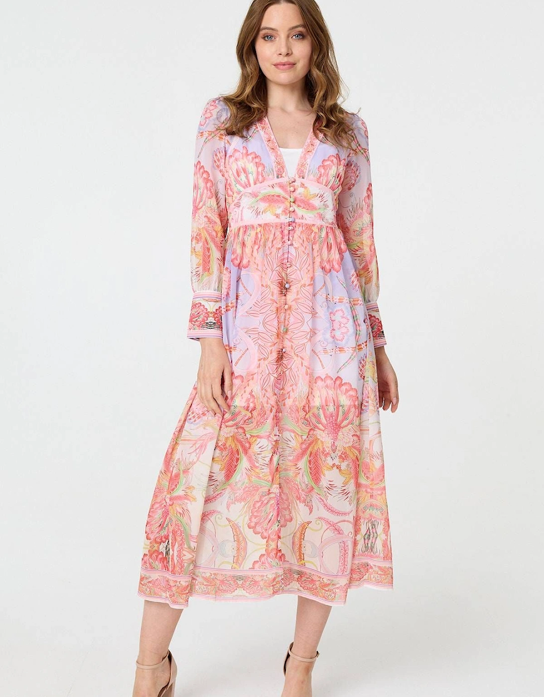 Printed Puff Sleeve Empire Maxi Dress, 2 of 1