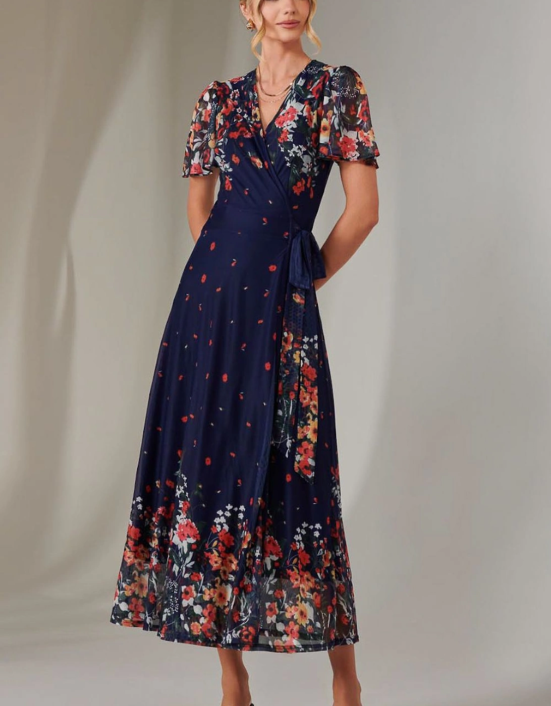 Mirror Print Mesh Wrap Maxi Dress, 2 of 1
