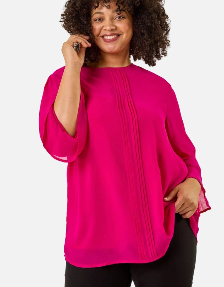 Curve Pintuck Pleat Top