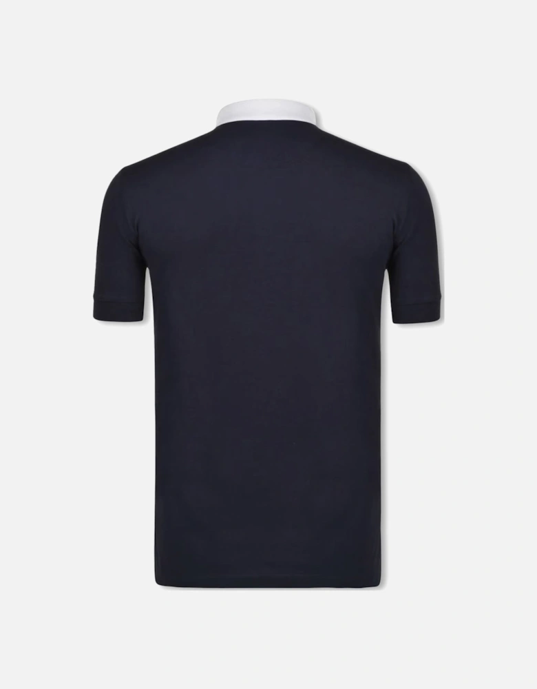Men's Navy Contrasting White Collar Polo Shirt