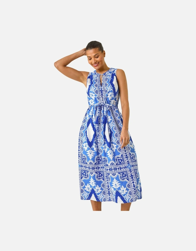 Abstract Halter Midi Dress