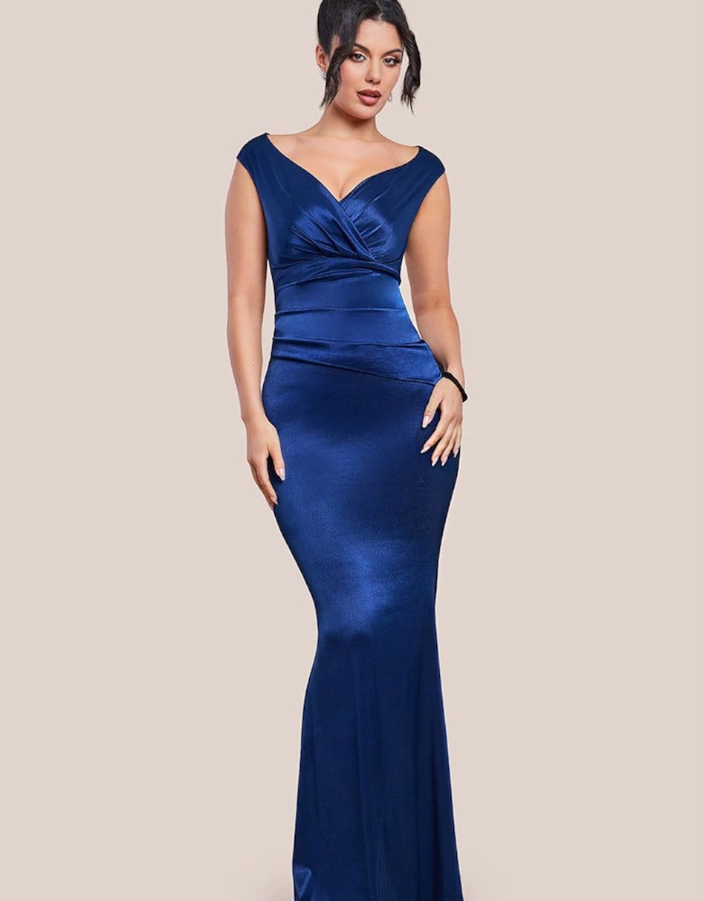 Satin Off The Shoulder Maxi Dress