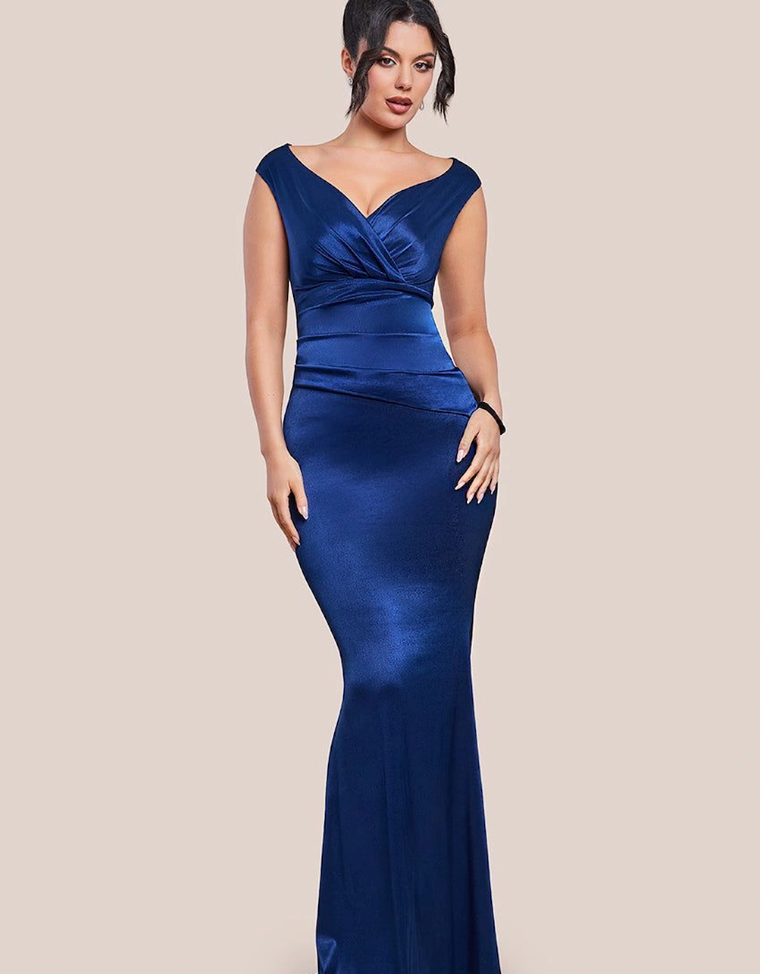 Satin Off The Shoulder Maxi Dress, 2 of 1