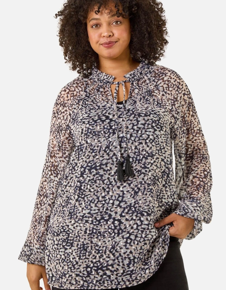 Curve Georgette Keyhole Top