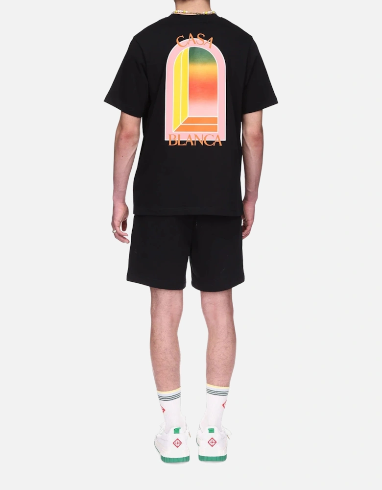 Mens T Shirts Gradient Arch Logo Cotton Tee