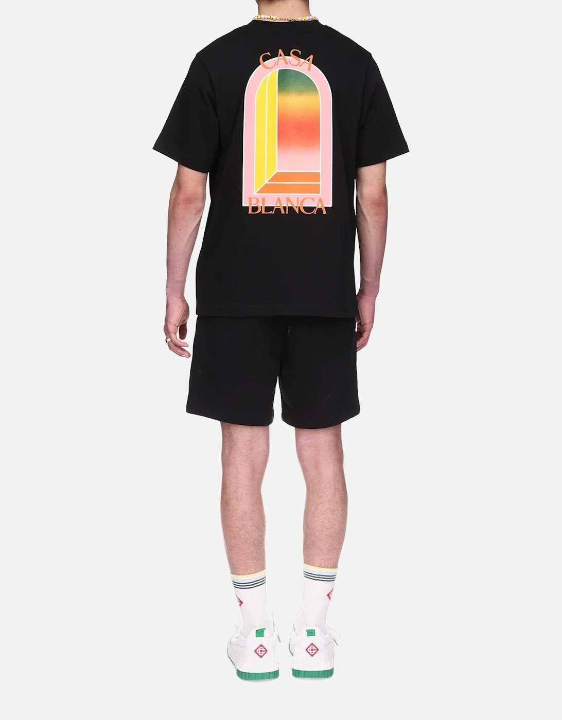 Mens T Shirts Gradient Arch Logo Cotton Tee