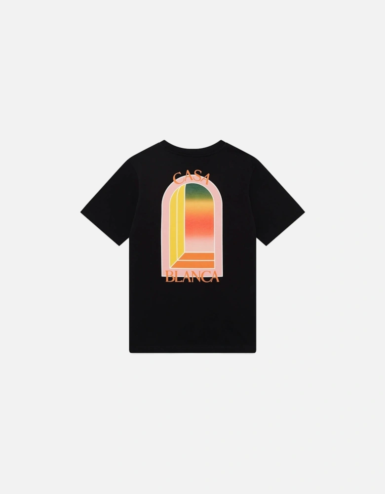 Mens T Shirts Gradient Arch Logo Cotton Tee