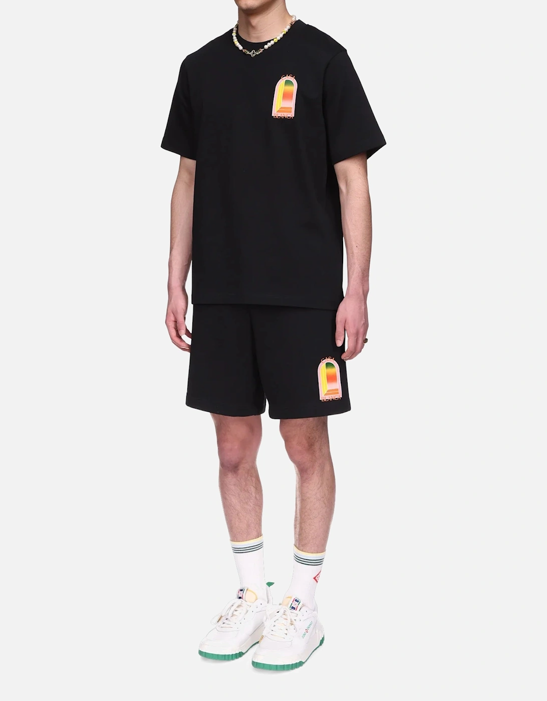 Mens T Shirts Gradient Arch Logo Cotton Tee