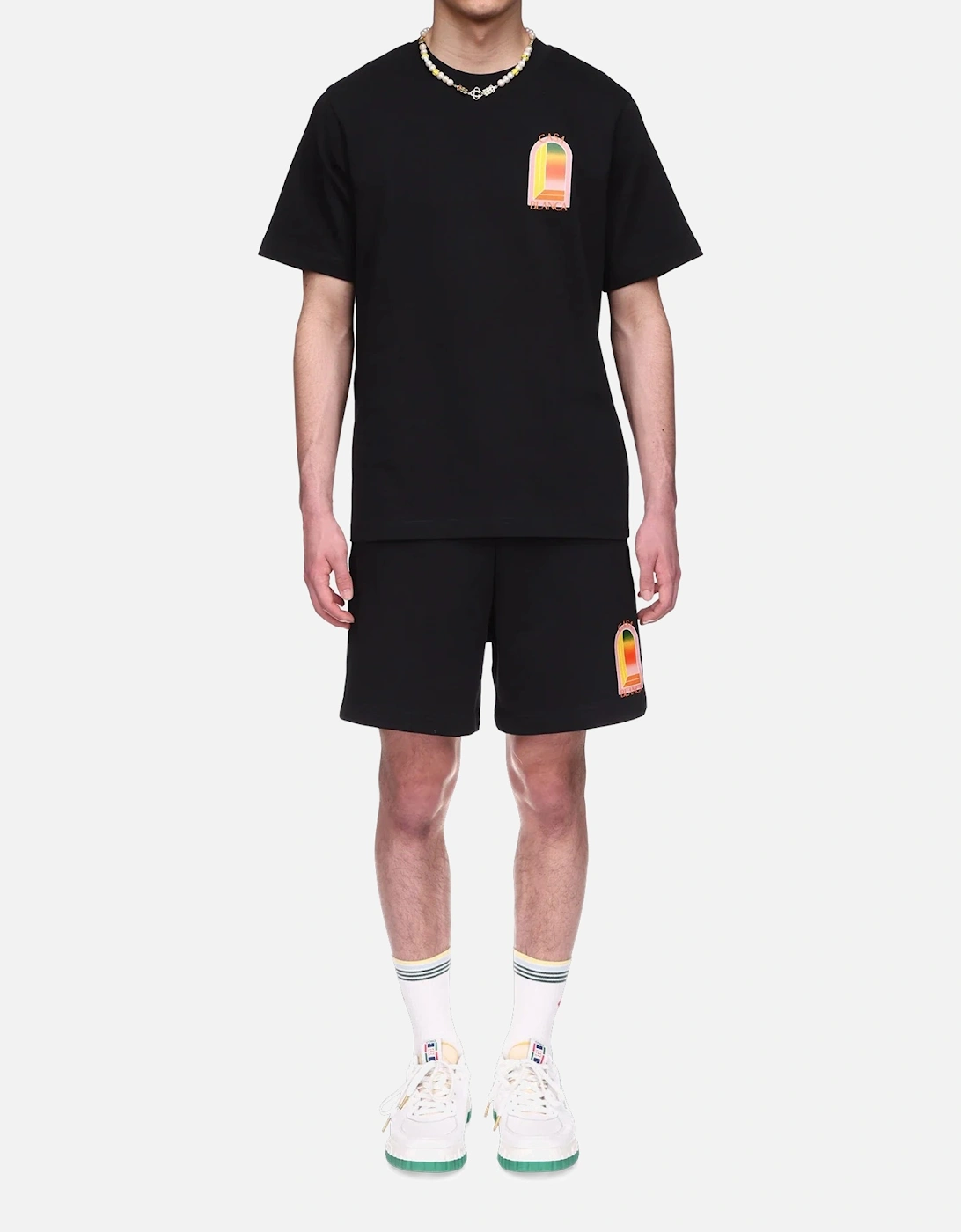 Mens T Shirts Gradient Arch Logo Cotton Tee