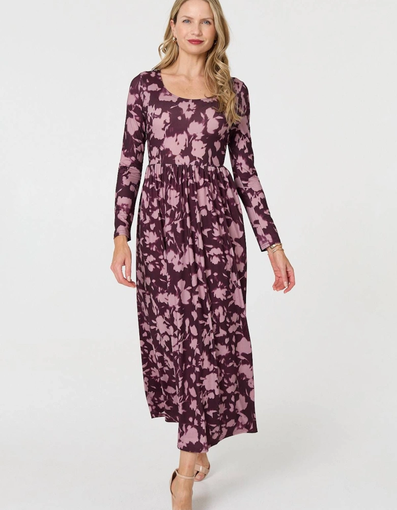 Floral Long Sleeve Jersey Maxi Dress
