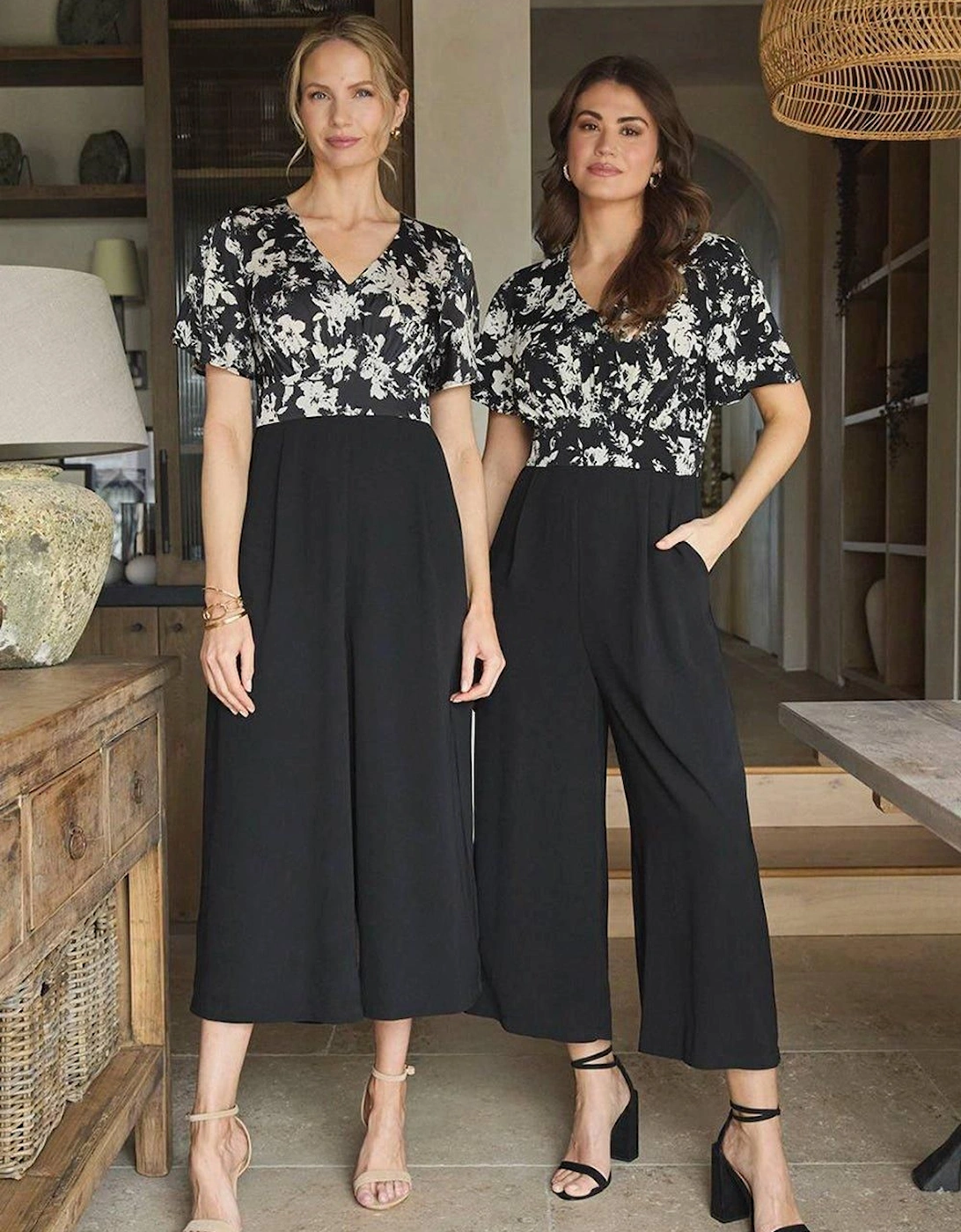 Floral Block Print Wide Leg Jumpsuit, 2 of 1