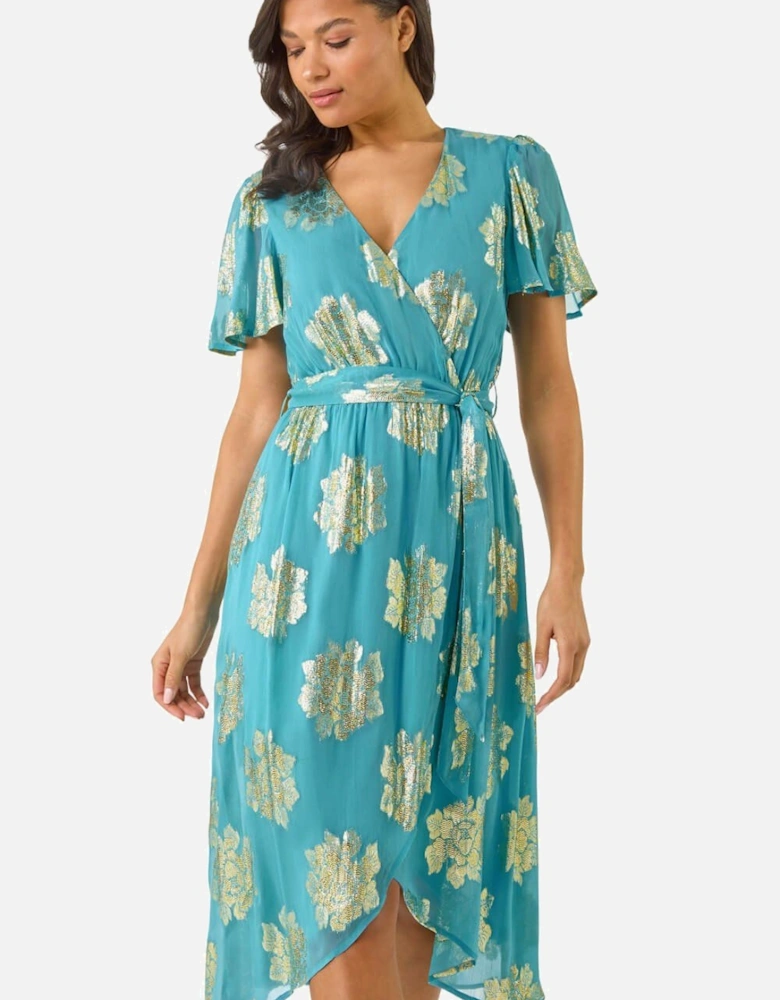 Jacquard Midi Wrap Dress