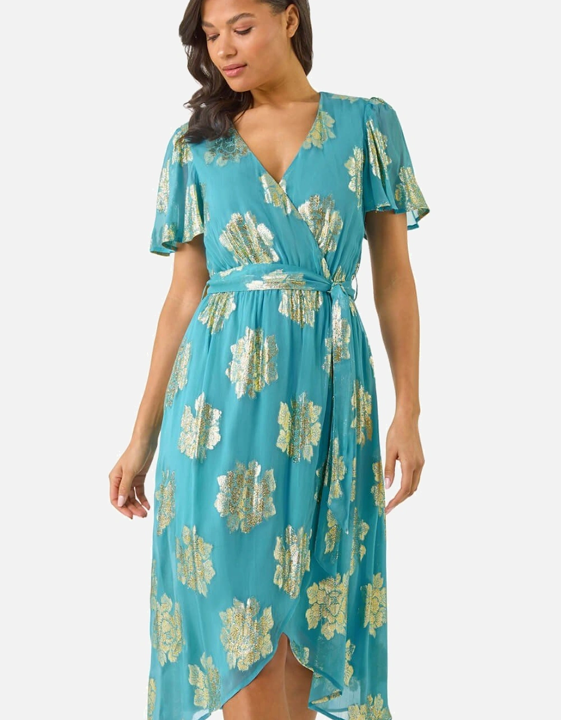 Jacquard Midi Wrap Dress, 2 of 1