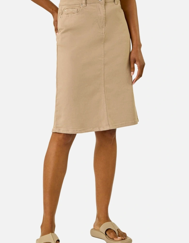 Cotton Denim Stretch A line Skirt