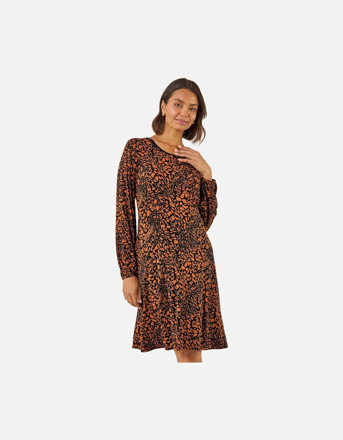 Abstract Print Gathered Stretch Dress, 2 of 1