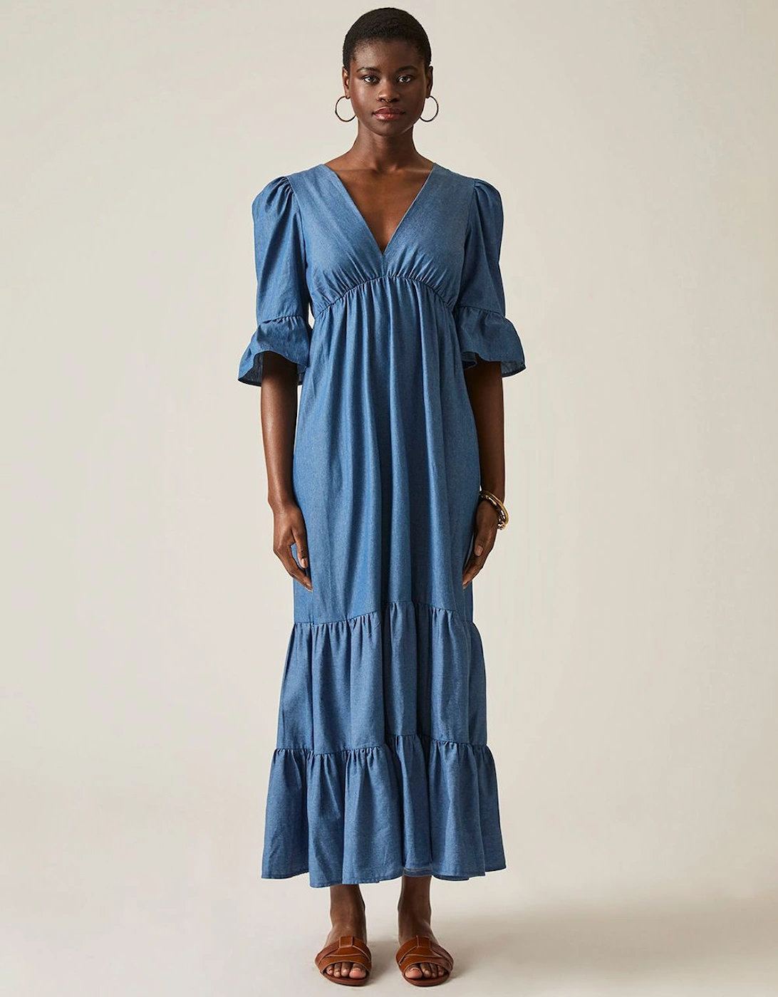 Tiered Denim Dress, 2 of 1