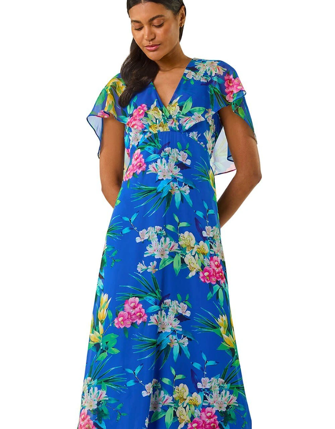 Floral Chiffon Back Cape Dress, 2 of 1