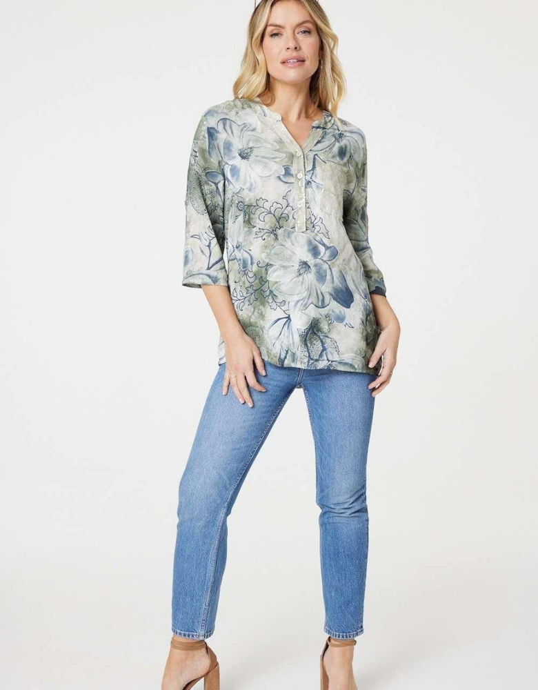 Floral Button Detail Blouse