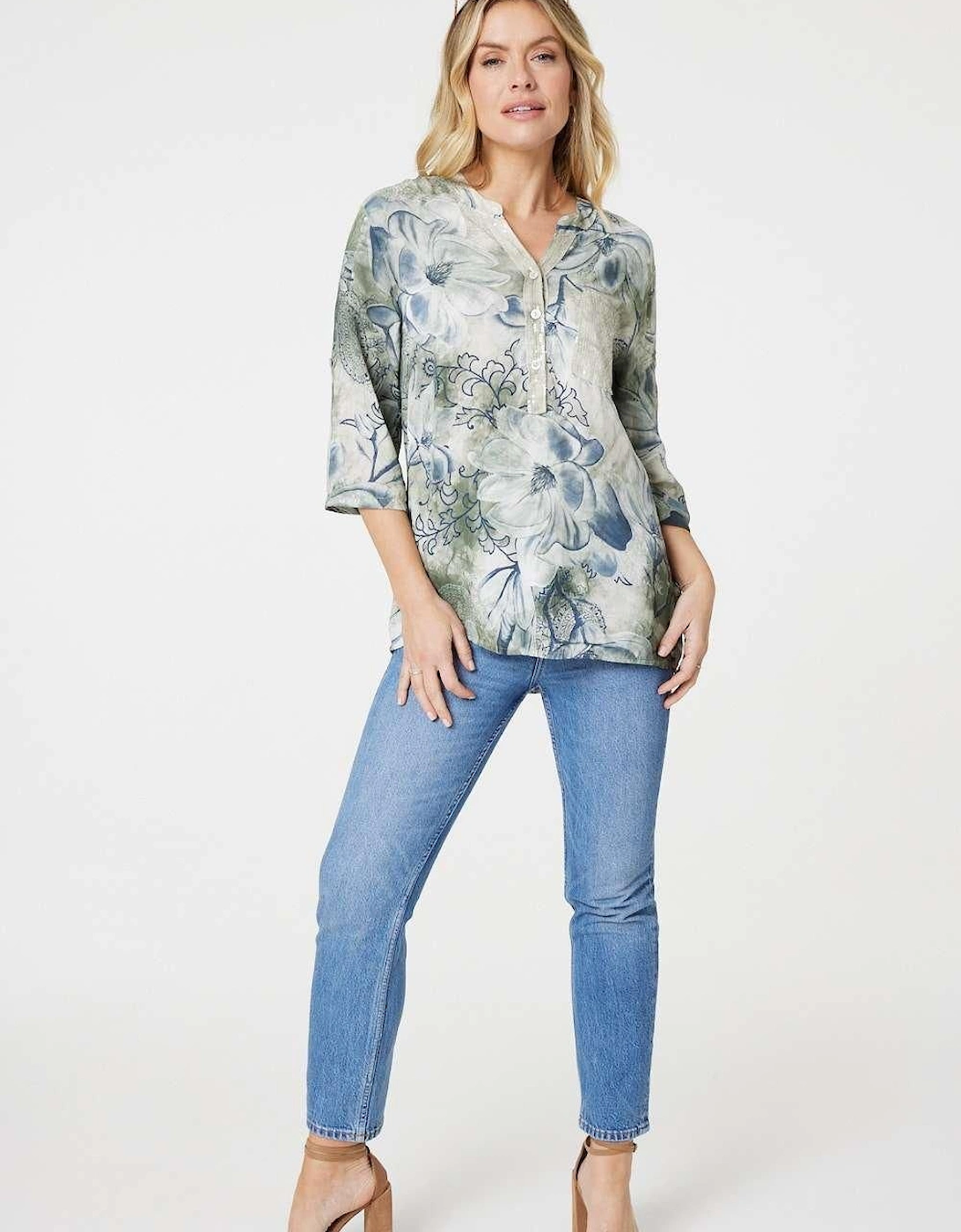 Floral Button Detail Blouse, 2 of 1