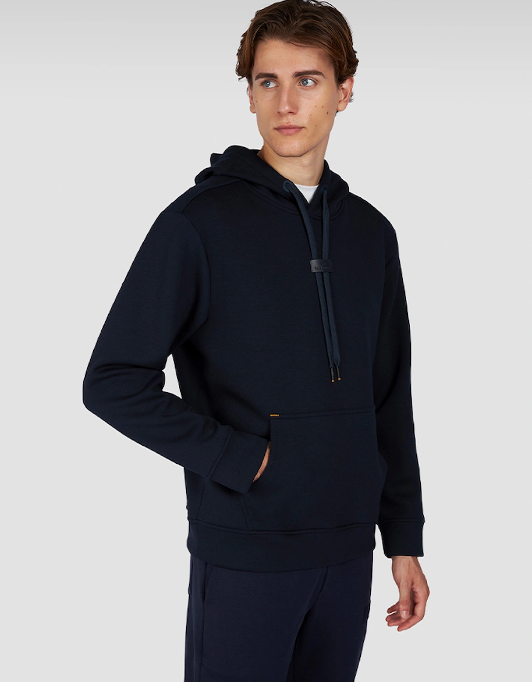 Men's Paul & Shark Leather Badge Tech Hoodie - Black - Size: 42