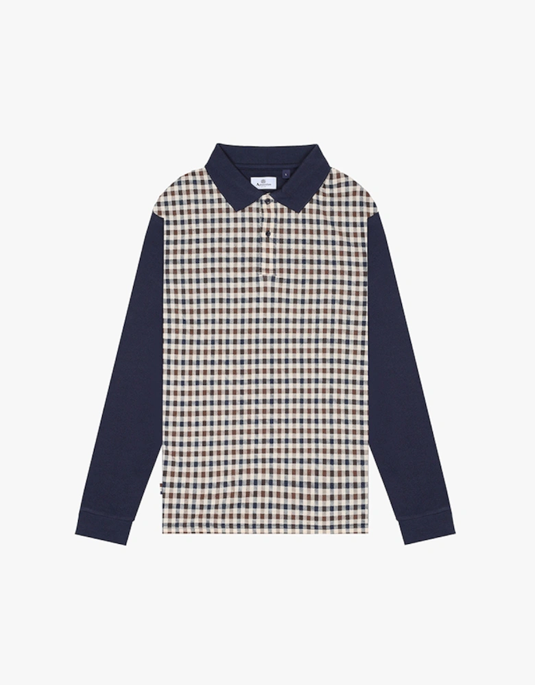 Active Iconic Front Club Check Long-Sleeve Polo