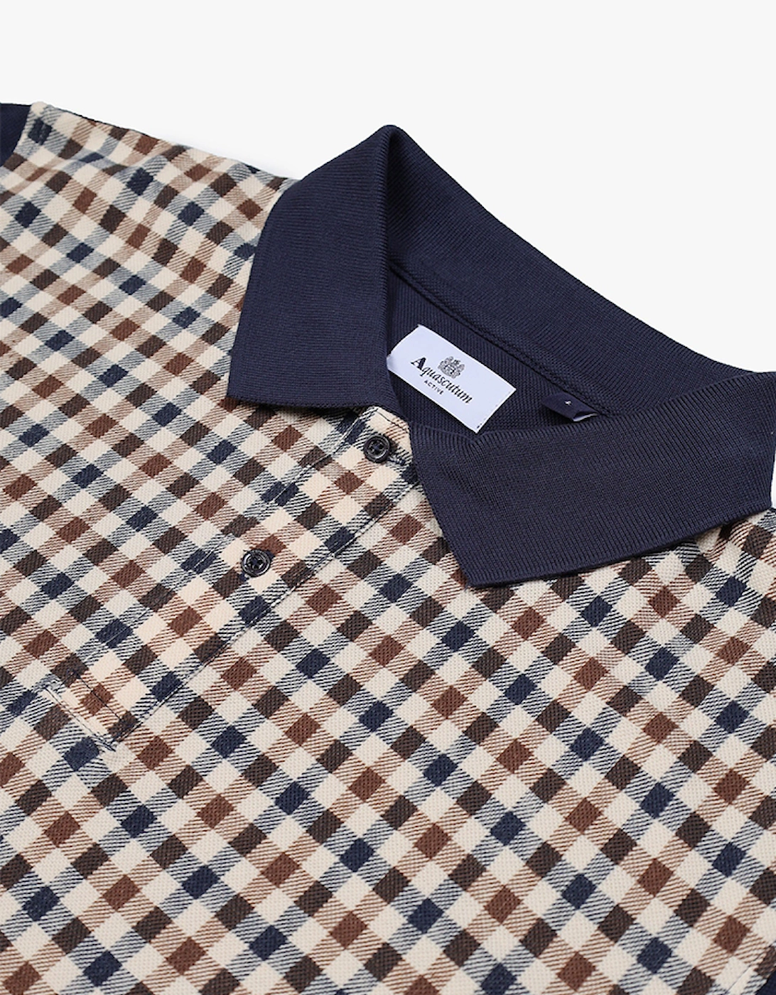Active Iconic Front Club Check Long-Sleeve Polo