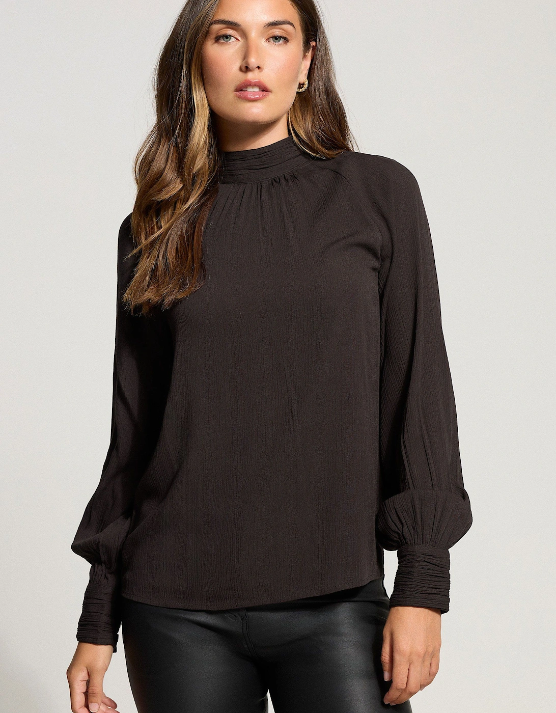 Tall High Neck Crinkle Blouse, 2 of 1