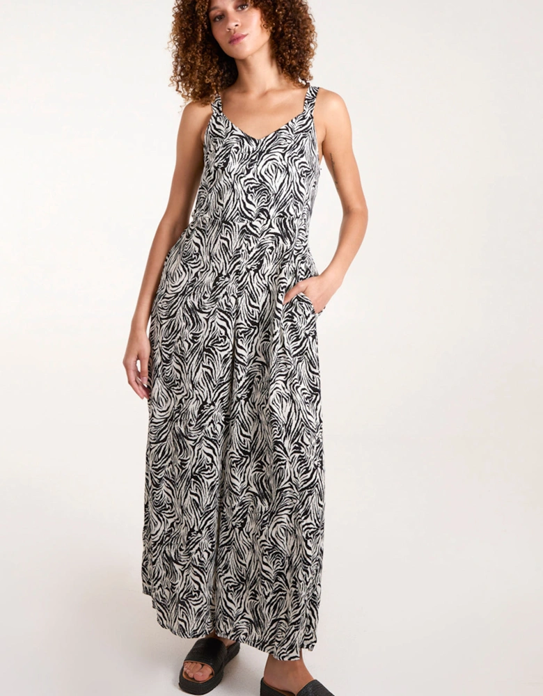 Black Printed Side Pocket Jumpsuit