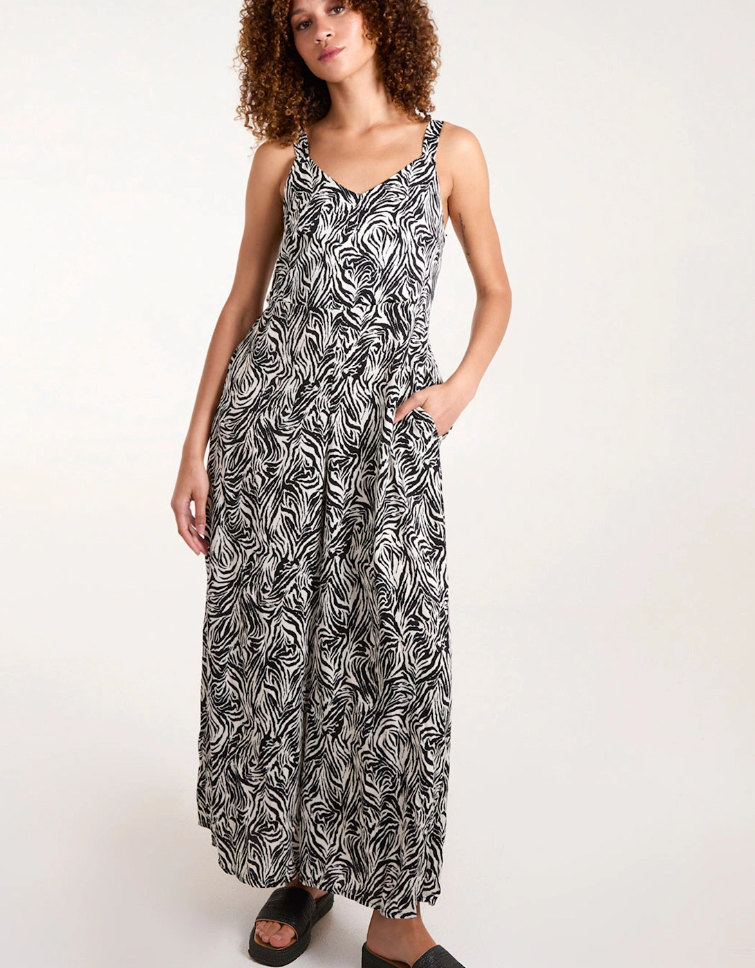 Black Printed Side Pocket Jumpsuit, 2 of 1