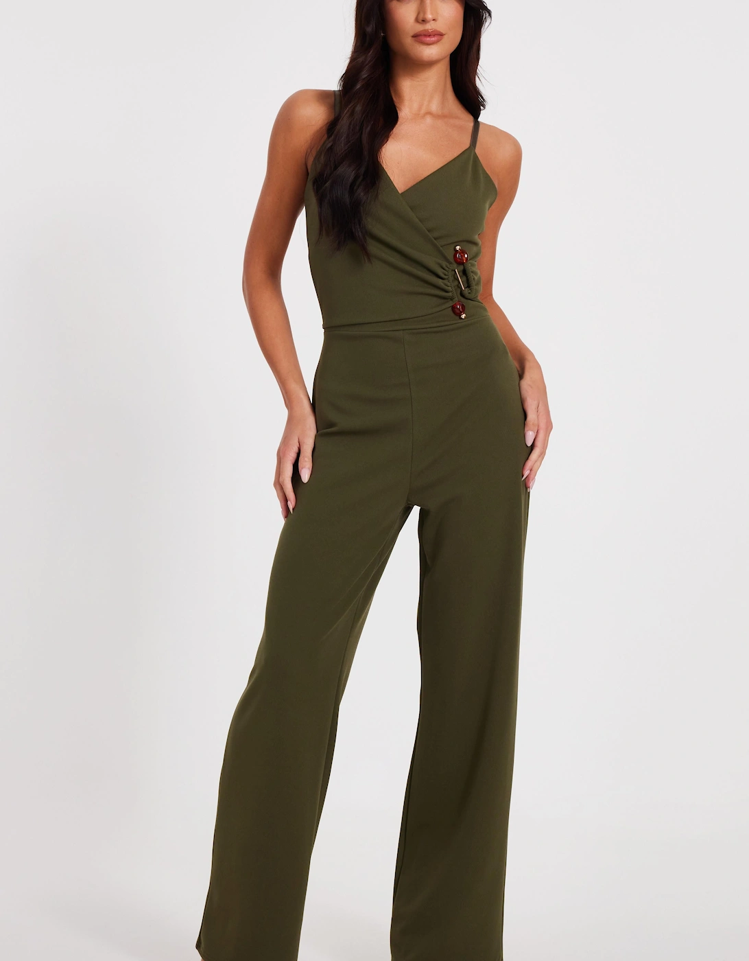 Khaki Strappy Buckle Detail Jumpsuit, 2 of 1