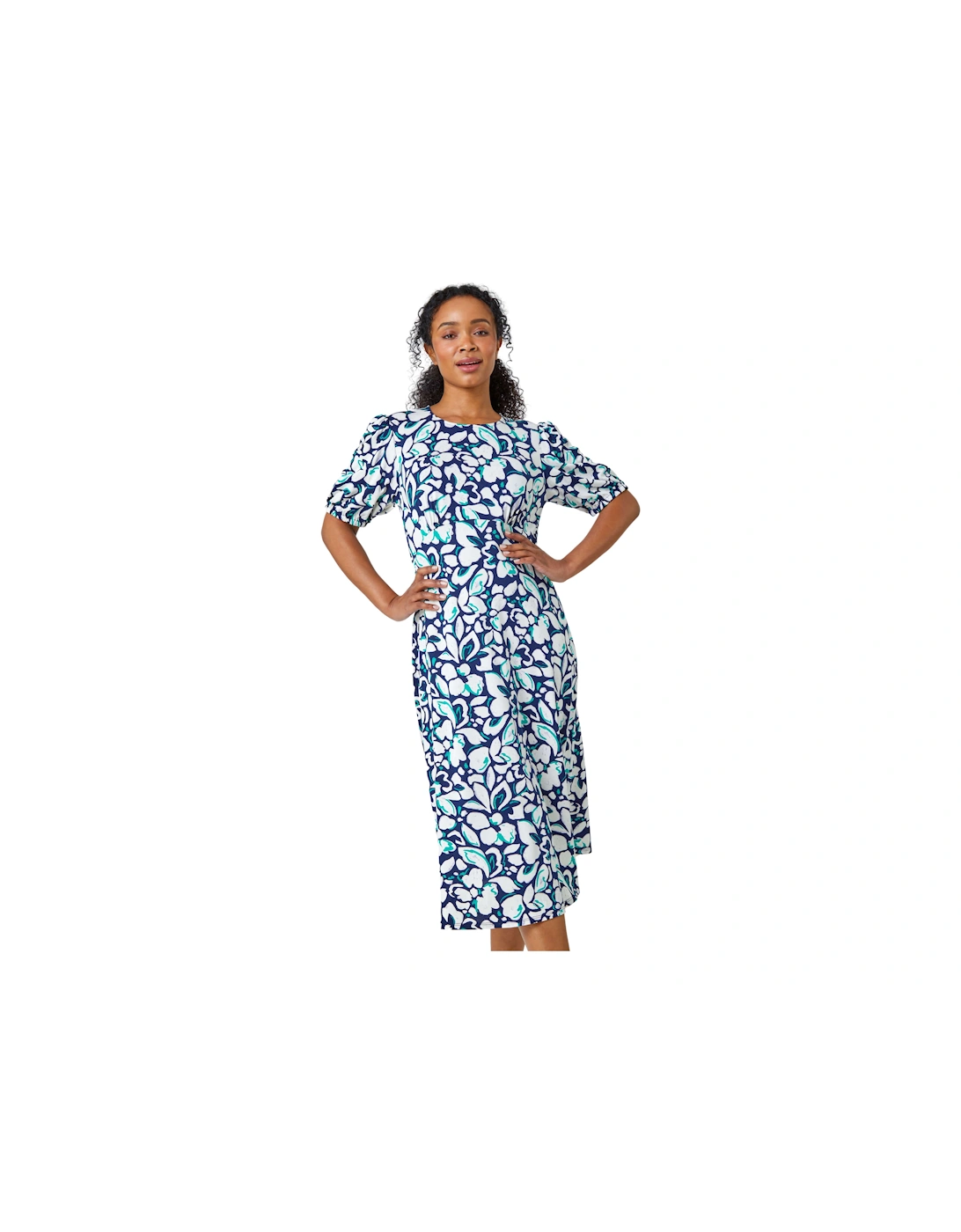 Petite Floral Stretch Midi Dress, 2 of 1