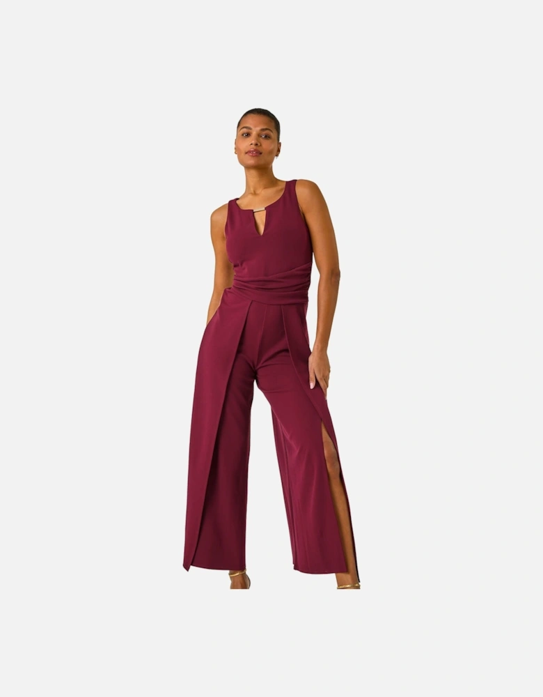 Ruched Front Crossover Jumpsuit