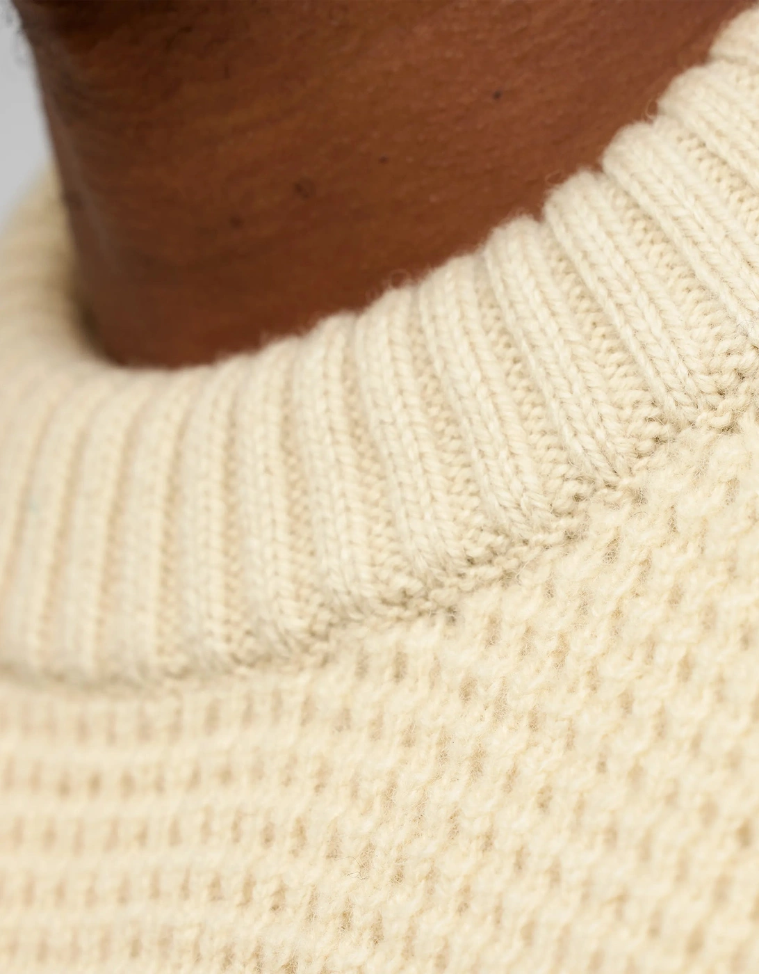 Ovik Waffle Knit Mens Jumper - Light Beige 191