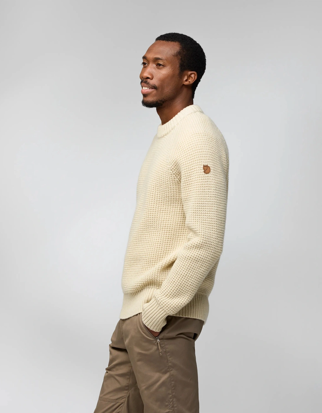 Ovik Waffle Knit Mens Jumper - Light Beige 191
