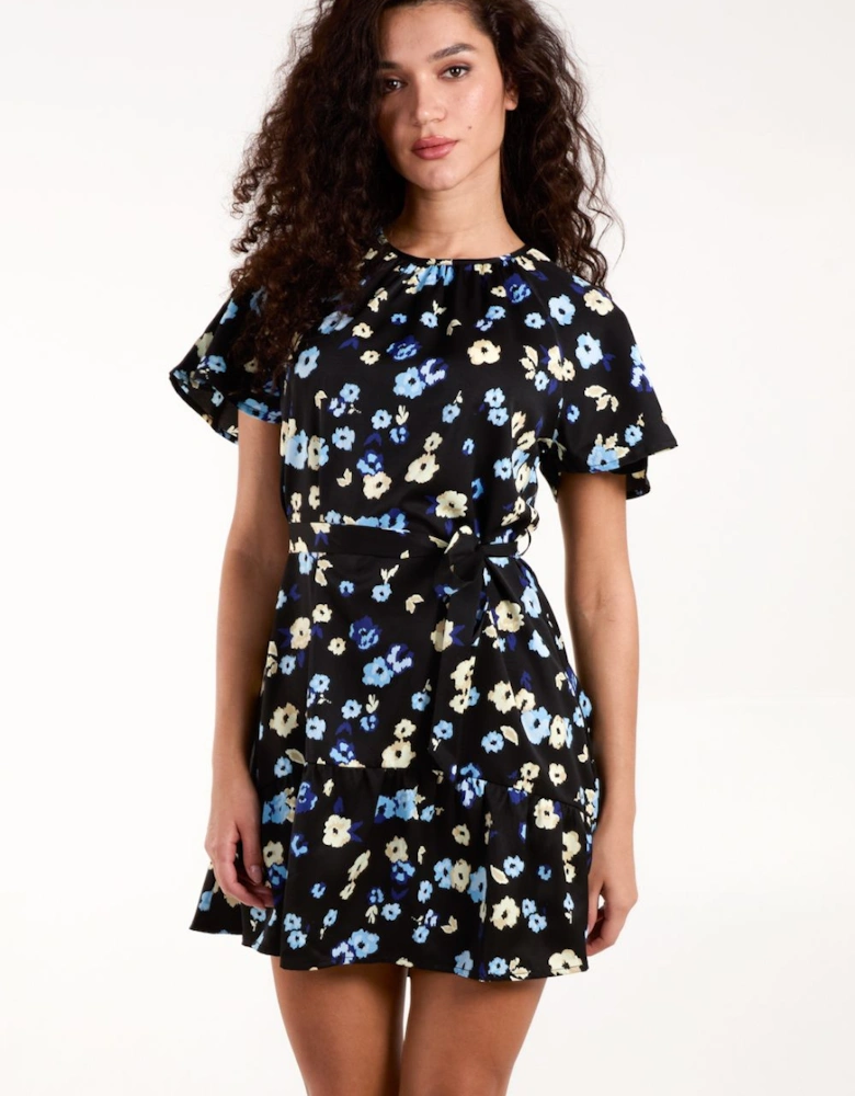 Tie Waist Floral Mini Dress