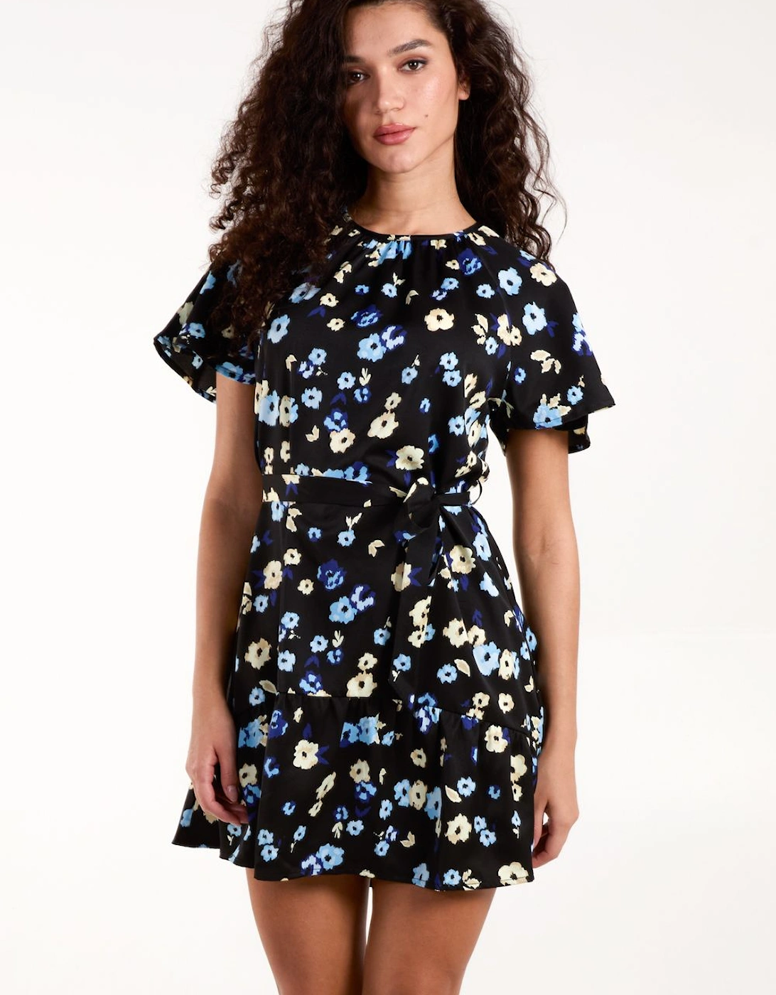 Tie Waist Floral Mini Dress, 2 of 1