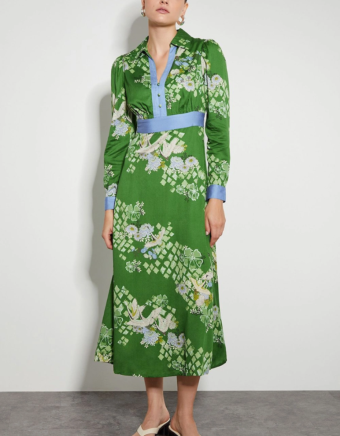 Jennifer Long Sleeve Floral Print Midi Dress, 2 of 1