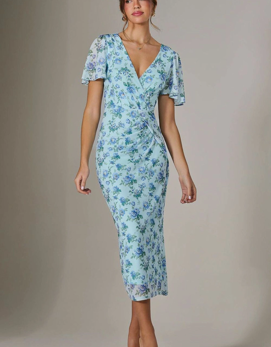 Mesh Short Sleeve Midi Dress, 2 of 1