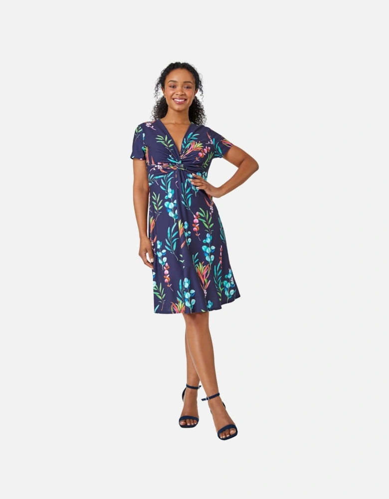 Petite Floral Twist Detail Stretch Dress