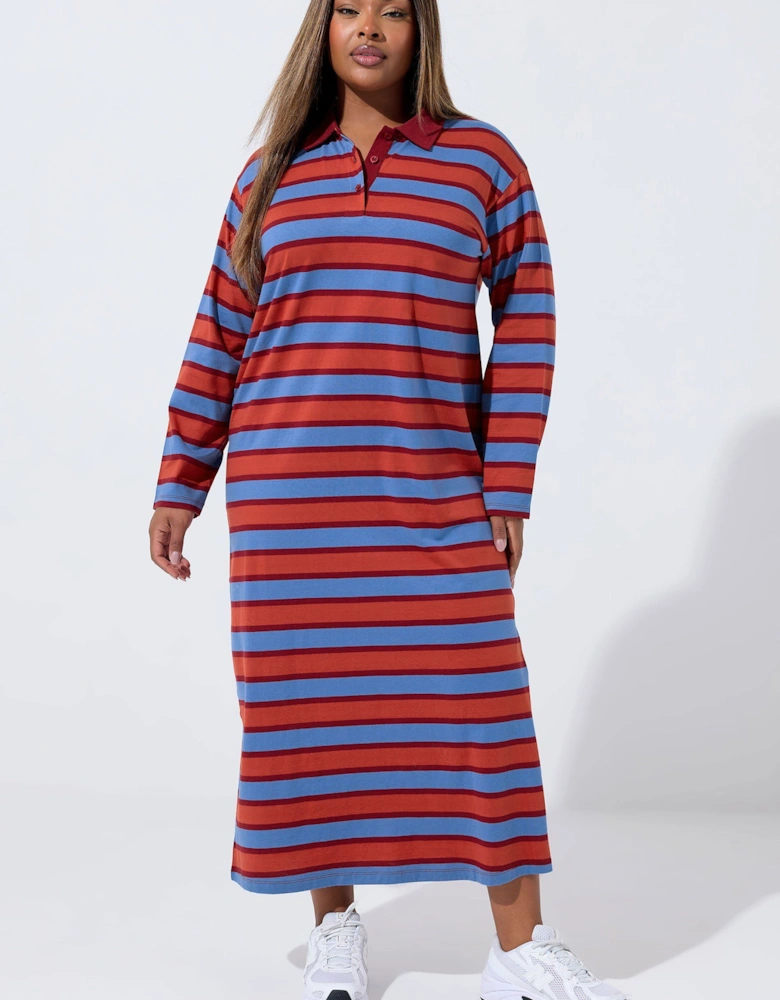 Stripe Collared Maxi Dress